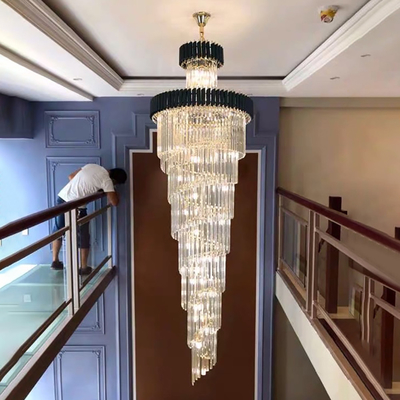 Large Top Long Crystal Led Chandeliers Hotel Hall Living Room staircase chandelier(WH-CY-179)