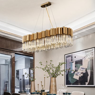 Luxury Led Crystal Chandeliers Dining Room Creative Rectangle foyer chandelier(WH-CY-180)