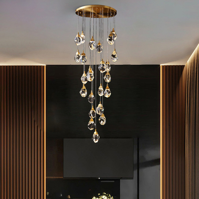 Nordic diamond chandelier Luxury Crystal Light New Design Gold staircase chandelier(WH-CY-215)