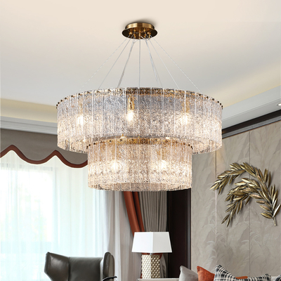 Living room home decor double layer led luxury crystal round chandelier lighting(WH-CY-228)