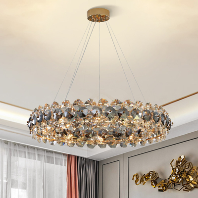 Smoke gray crystal chandelier for living room round hanging lamp decorative lights for room(WH-CY-233)