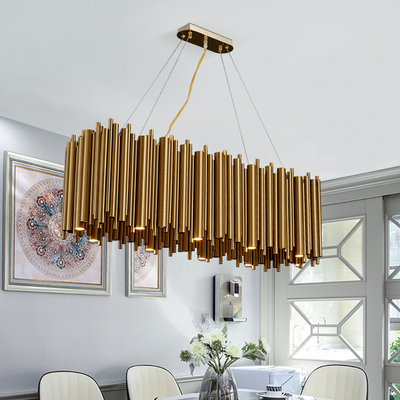 Luxury modern chandelier for dining room brushed gold stainless steel rectangle chandelier(WH-MI-311)