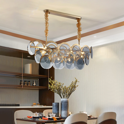 Modern chandeliers for living room home decor rectang smoke gray glass Blue Chandelier(WH-MI-312)