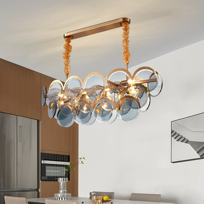 Modern chandeliers for living room home decor rectang smoke gray glass Blue Chandelier(WH-MI-312)