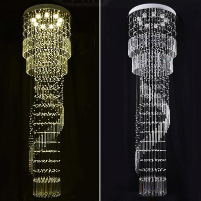 K9 Crystal Chandelier Modern Flush Mount Crystal Light Spiral Ladder Luxury staircase long chandelier(WH-NC-17)