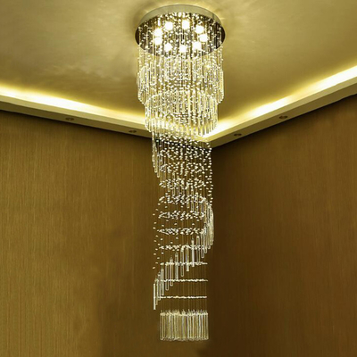 K9 Crystal Chandelier Modern Flush Mount Crystal Light Spiral Ladder Luxury staircase long chandelier(WH-NC-17)