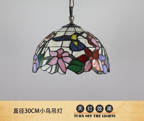 Tiffany creative decor Tiffany colored glass restaurant chandelier European retro bird lamp(WH-TF-36)