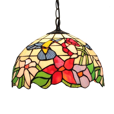 Tiffany creative decor Tiffany colored glass restaurant chandelier European retro bird lamp(WH-TF-36)