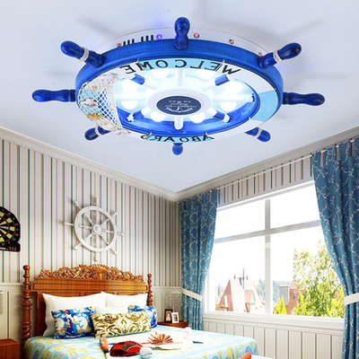 Mediterranean sea rudder Kids room nursery lamp home bedroom decor smart round ceiling light(WH-MA-171)