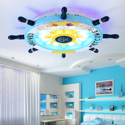 Mediterranean sea rudder Kids room nursery lamp home bedroom decor smart round ceiling light(WH-MA-171)