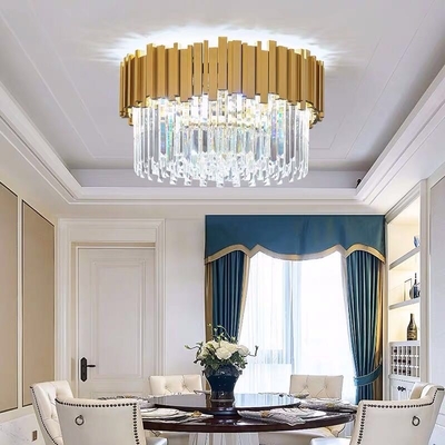 Modern LED crystal chandelier luxury gold stainless steel lustres celing lighting(WH-CA-53)