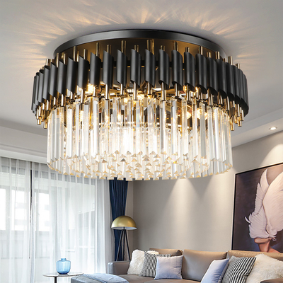 Round Kitchen Crystal Ceiling Chandelier Black Ceiling Lights(WH-CA-60)