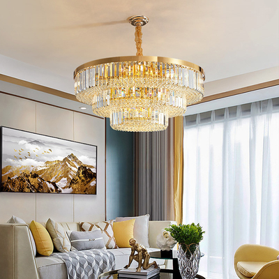 Gold modern chandelier for living room multilayer crystal ceiling chandelier(WH-CA-62)