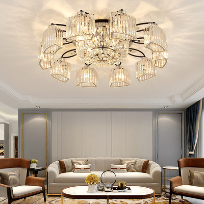 Crystal Ceiling Lights For Living Room Circle Gold Black led flush mount ceiling light(WH-CA-79)