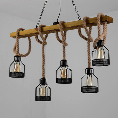 Loft Pendant Lamp Dining Room Restaurant Cafe Living Room Hemp Rope Wood Ceiling(WH-VP-134)