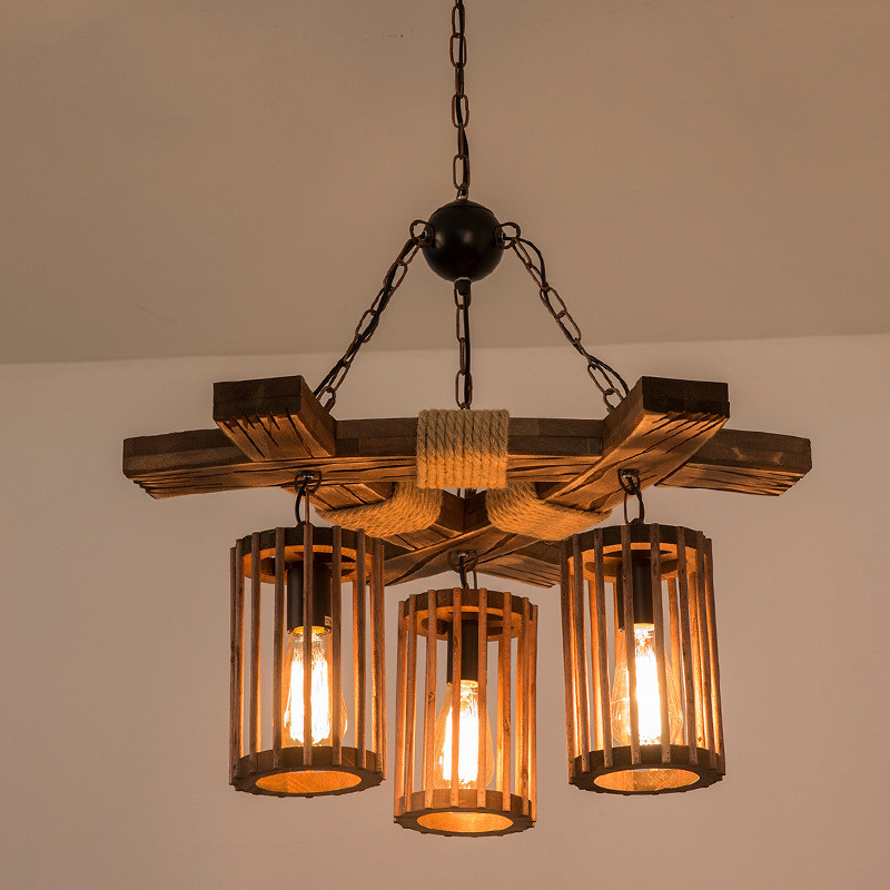 Industrial Light Vintage Hemp Rope Chandelier Bar Restaurant retro chandelier(WH-VP-221）