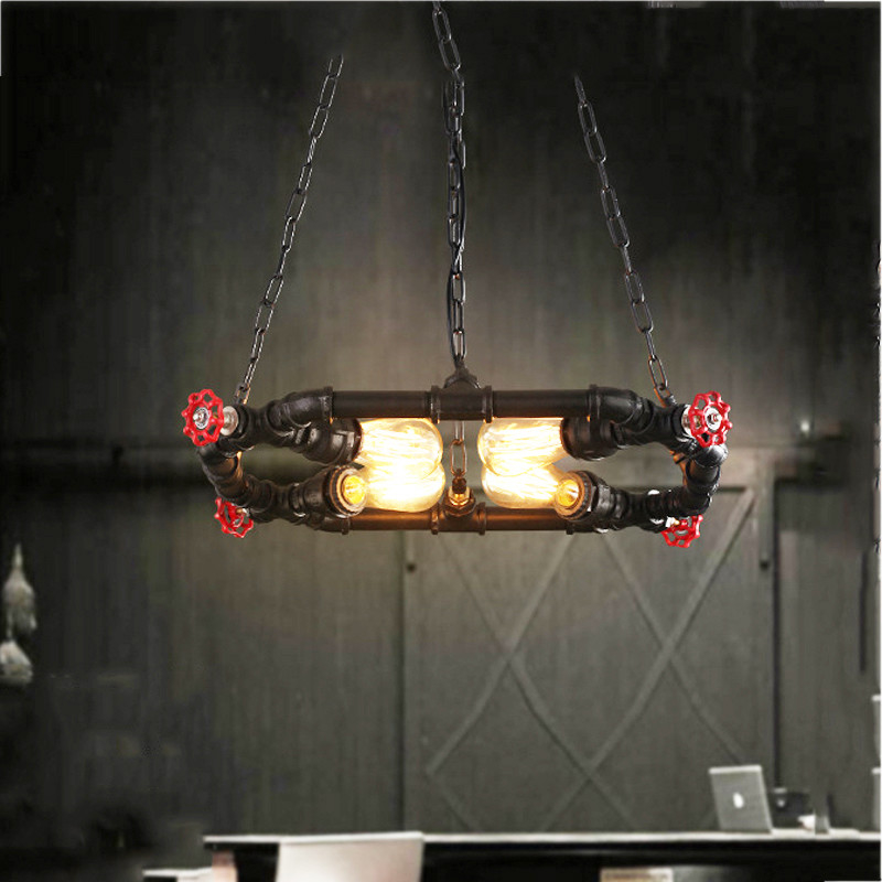 Retro American Iron Dining Room Chandelier Restaurant Bar Kitchen Light Ring Loft Pendant Light(WH-VP-229)