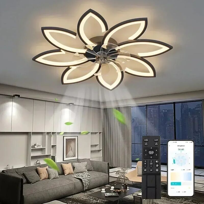 Remote Control Living Dining Table Room Bedrooms Fan Lighting Fixtures Petals led Ceiling fan light(WH-CLL-57)