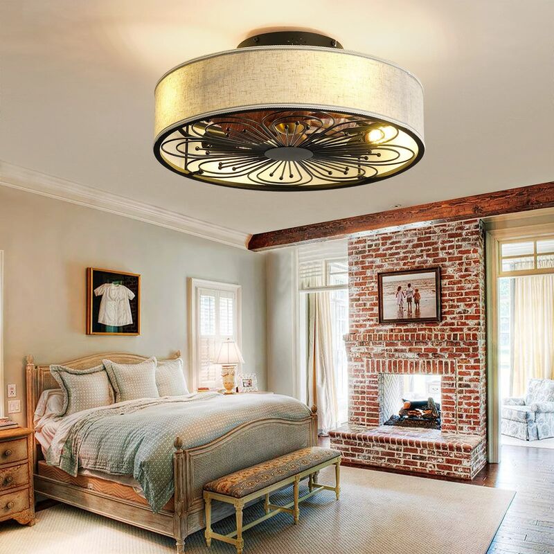 Indoor Remote Control 6-Speed living room 19 Inch Fabric Craft Ceiling Fan With Light (WH-CLL-60)