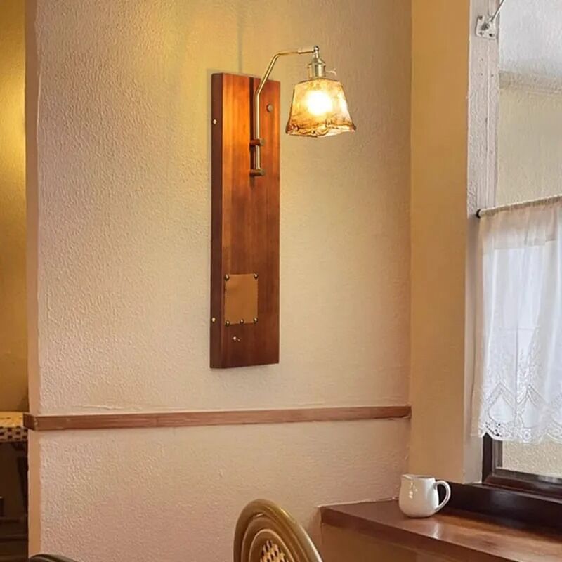 Japan Retro  Art Iron Glass Wood LED Decor Wall Lamp (WH-VR-127)