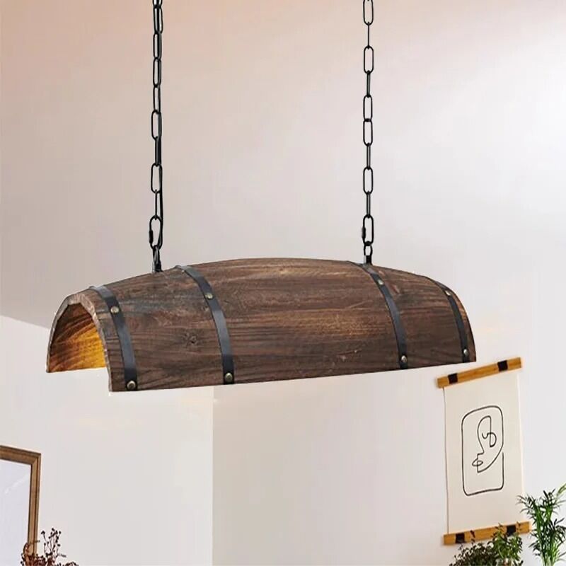 Vintage solid wood Wine Barrel Iron Chain Chandelier (WH-VP-323)