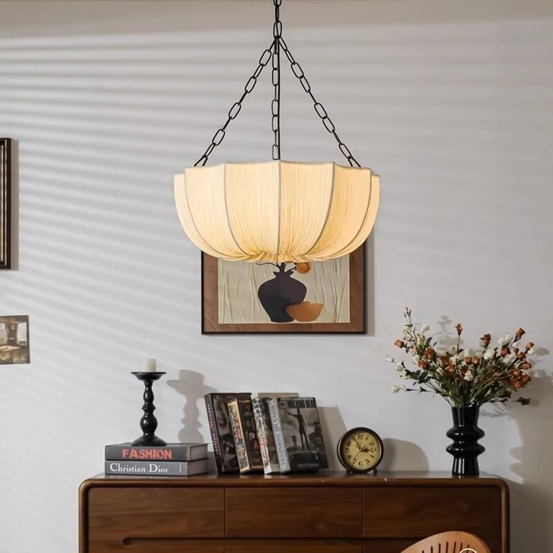 Medieval Living Dining Room Pendant Lights French Retro Wabi-Sabi Fabric Chandelier (WH-VP-343)