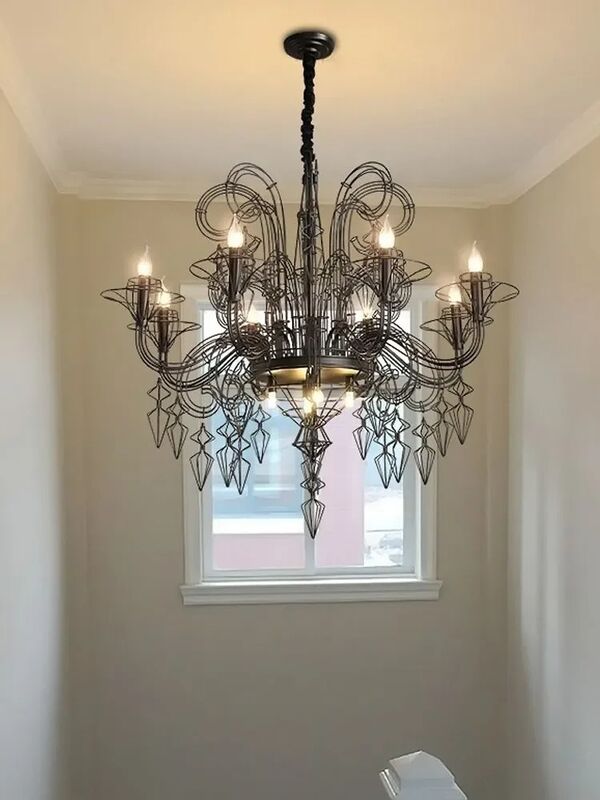 Black French Farmhouse Hanging Lamp Vintage Industrial Led Chandelier (WH-VP-346)