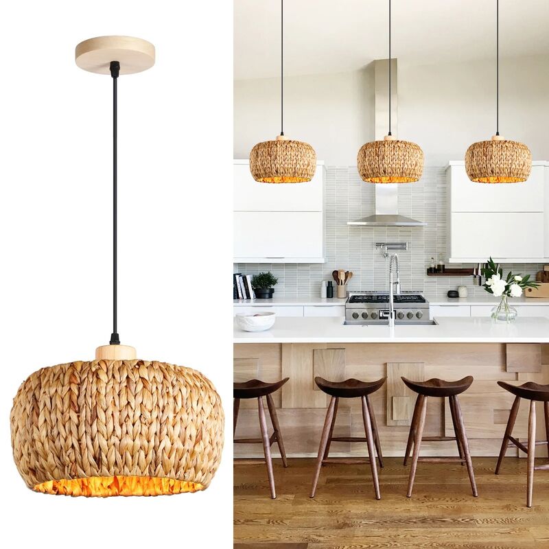 Bedroom Bedside Light Decors Home Vintage Bamboo Rattan Woven LED Pendant Light(WH-WP-118)