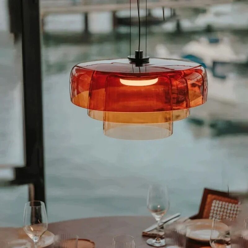 Simple Vintage Glass Lampshade Pendant Lamps Minimalist Dining Room Cafe Bar LED Chandelier （WH-AP-674）