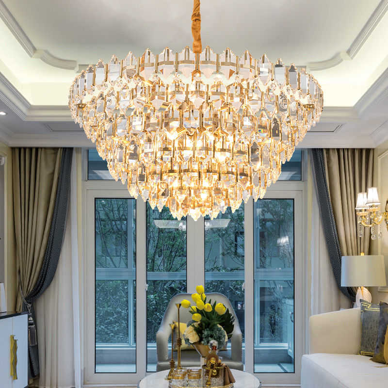 Suspension crystal luminaire Gold Hanging Lamp For Living room Sitiing room Decor (WH-AP-97)