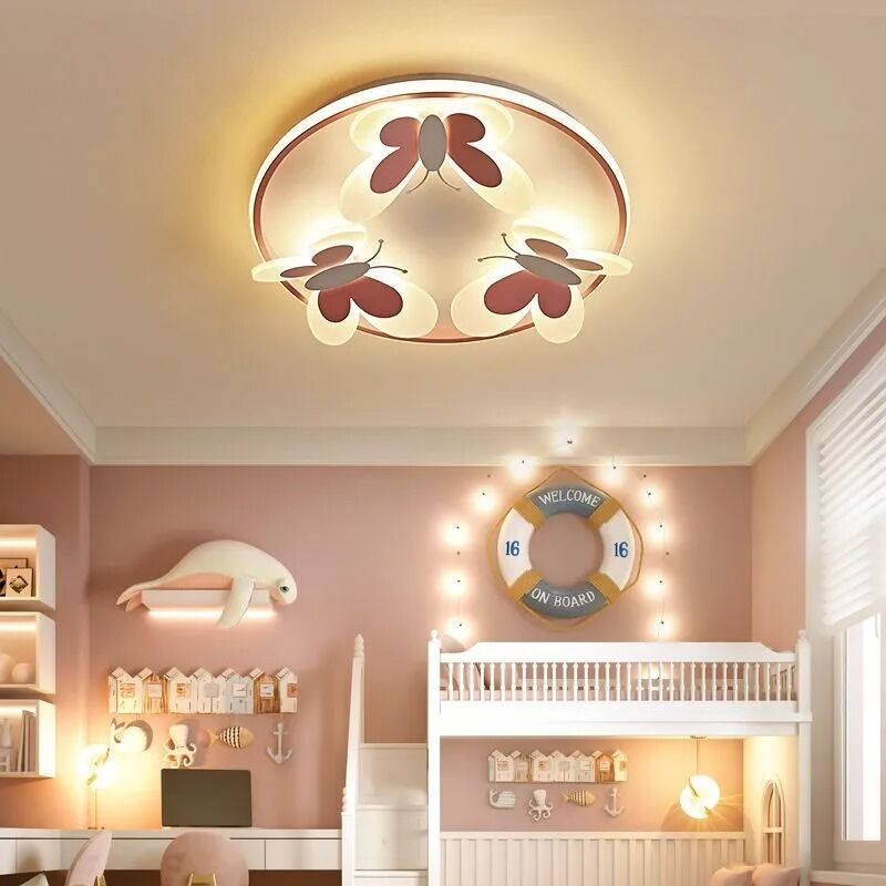 girl bedroom lamp Indoor Study Salon Creative Decorative pink Butterfly ceiling lamp(WH-MA-301)