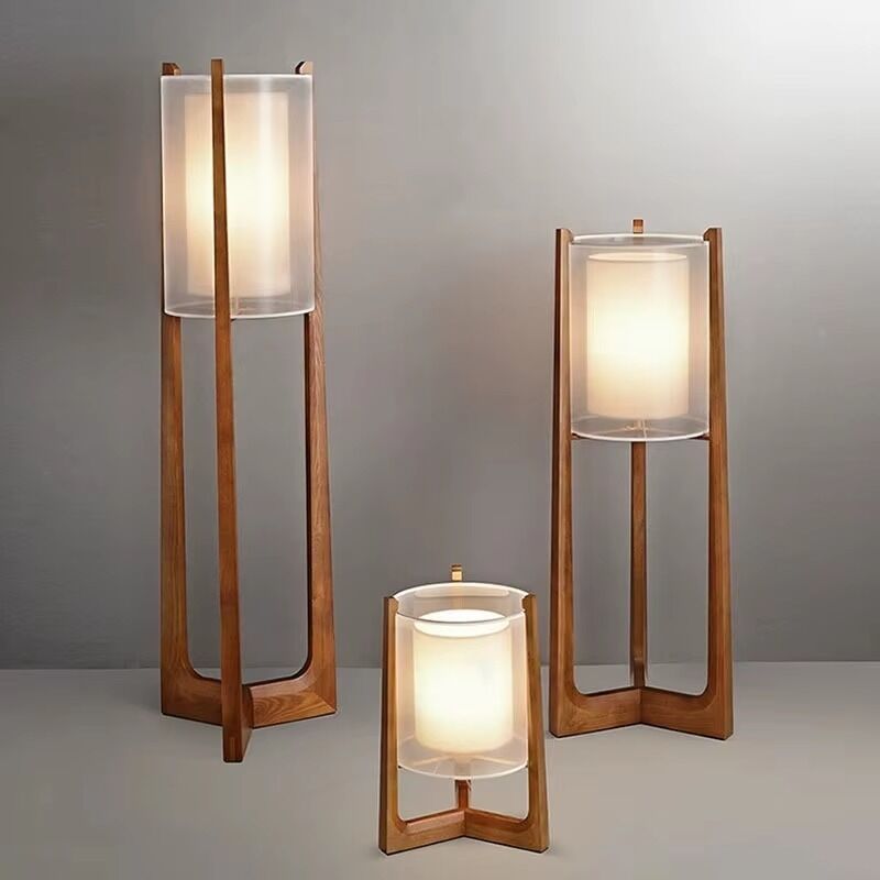bedside floor lamp living room bedroom Solid wood lamp Japanese style Quinn Lantern Floor Lamp(WH-MFL-188)
