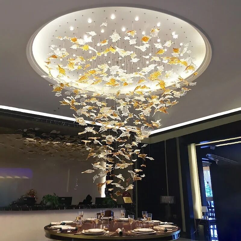 Modern Hotel Lobby Maple Leaf Lamp Banquet Hall Lobby Lamp   (WH-NC-139)