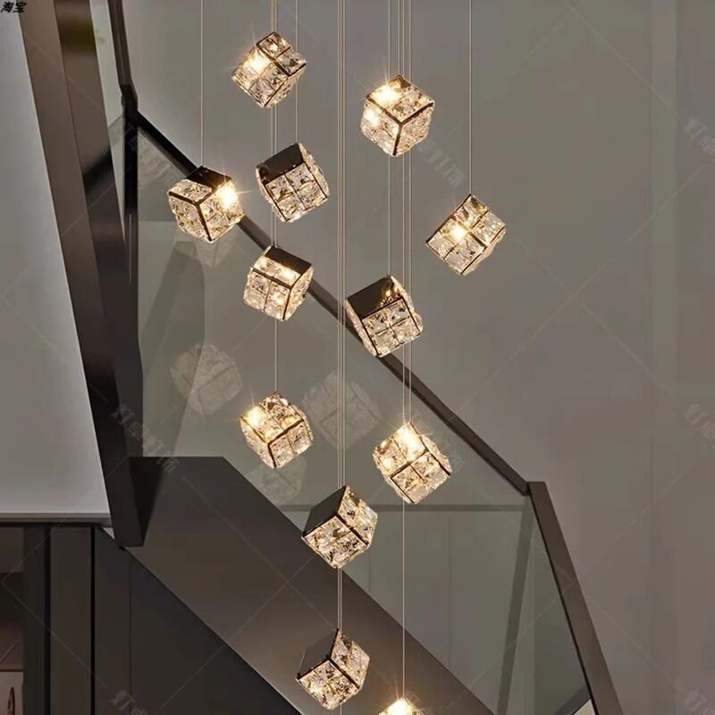 Modern home decoration crystal chandelier Staircase LED Hanging Lamp  (WH-NC-147)