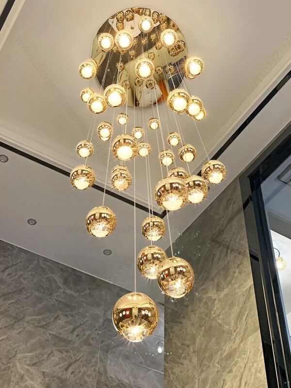 Nordic Minimalist Staircase Lighting Suspended Ceiling Lamp Circular Staircase Chandelier(WH-NC-155)