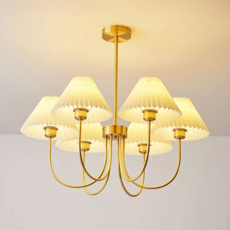 kitchen Bar Cafe Pleated Paper hanging Lighting Restaurant fold paper lampshade LED Chandelier Lighting Lenore Pleated Chandelier(WH-MI-476)
