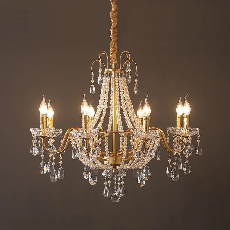 French Retro Style Pearl Chandelier American Crystal Lamp (WH-CY-255)