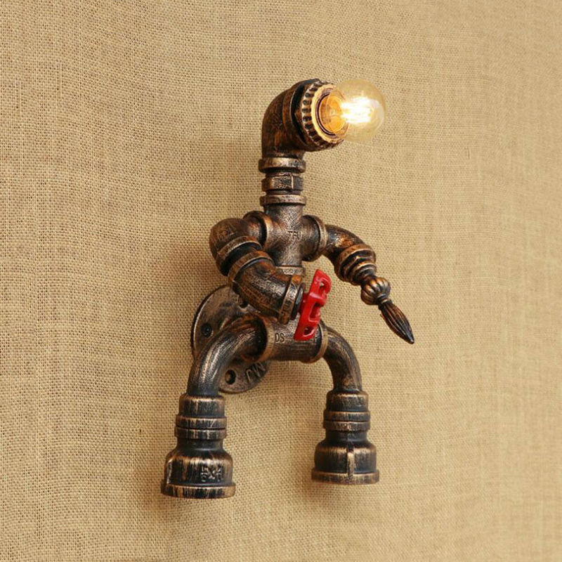 Steam punk wall lamp creative restaurant hall corridor stair iron robot wall light （WH-VR-43）