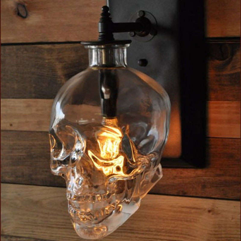 Industrial Vintage Wall Lamp Glass Lamp Shape For Living Room Bedroom Nordic Home Decor Creative Skull Wall Lights (WH-V