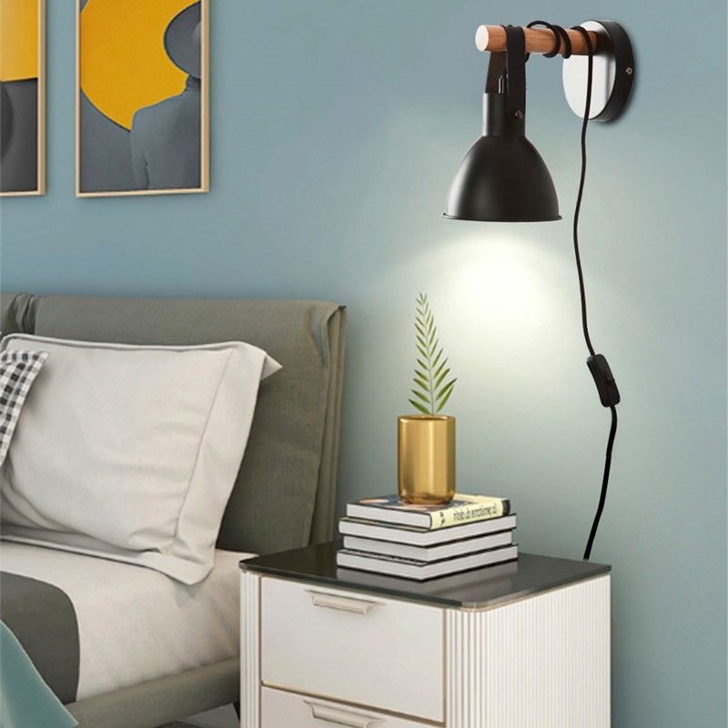 Home Bedroom Walkway Living Room Office Wooden Metal wall light plug in (WH-OR-36)