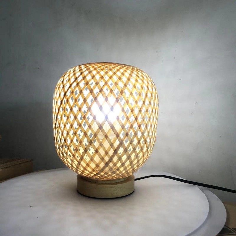 Living Room Bedroom Chinese Style Hand-woven Wood Art Table Lamps(WH-MTB-92)