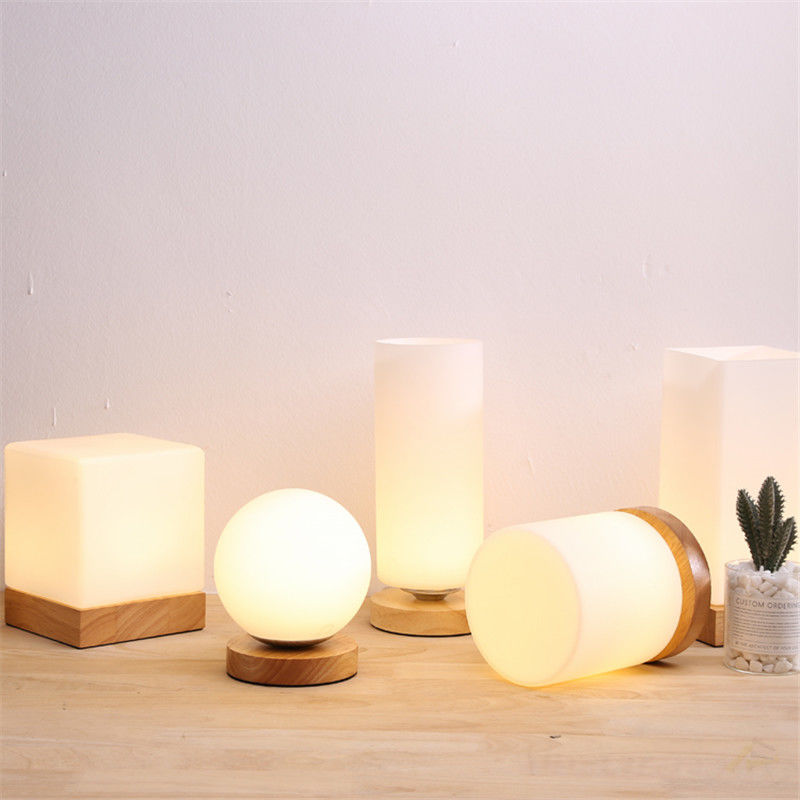 LED Glass Ball Table Lamp Living Room Lighting Bedroom wooden bedside lamp(WH-MTB-118)