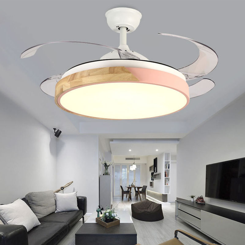 Macaron 42 inch led ceiling fan with light remote control Fans lamp bedroom home restaurant chandelier fan（WH-VLL-09)