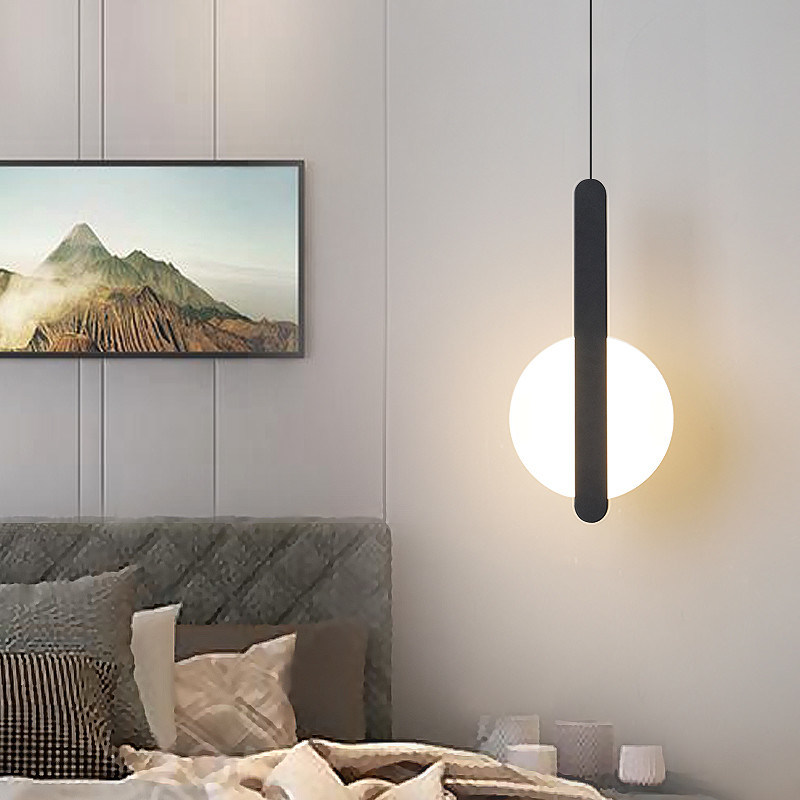 Nordic black Pendant Light Bedside Kitchen Modern trumpet lamp Bedroom Bedside Hanging Lamp Pendant lamp(WH-AP-205)