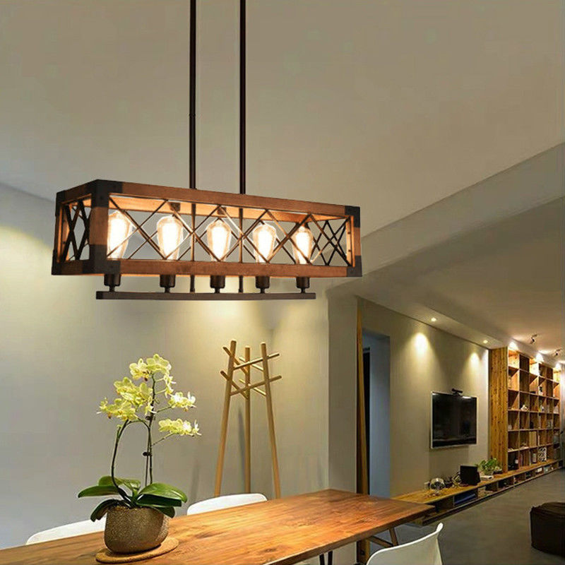 Retro Led Pendant Light American Nordic Loft Wood Pendant Light Indoor industrial decor lamp(WH-VP-82)