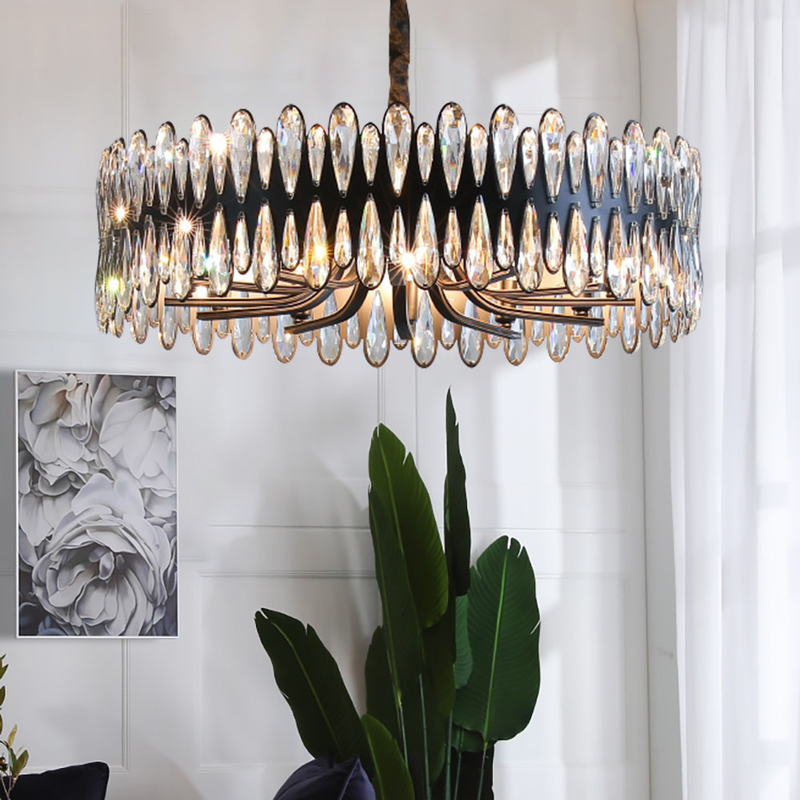 Living room chandeliers decoration round crystal lighting for Bedroom dining rectangle Chandelier(WH-CY-163)