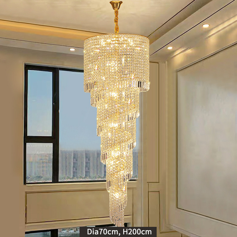 Long Hign ceiling Crystal Chandelier For Hall Project Staircase Stairwell Chandelier(WH-CY-202)