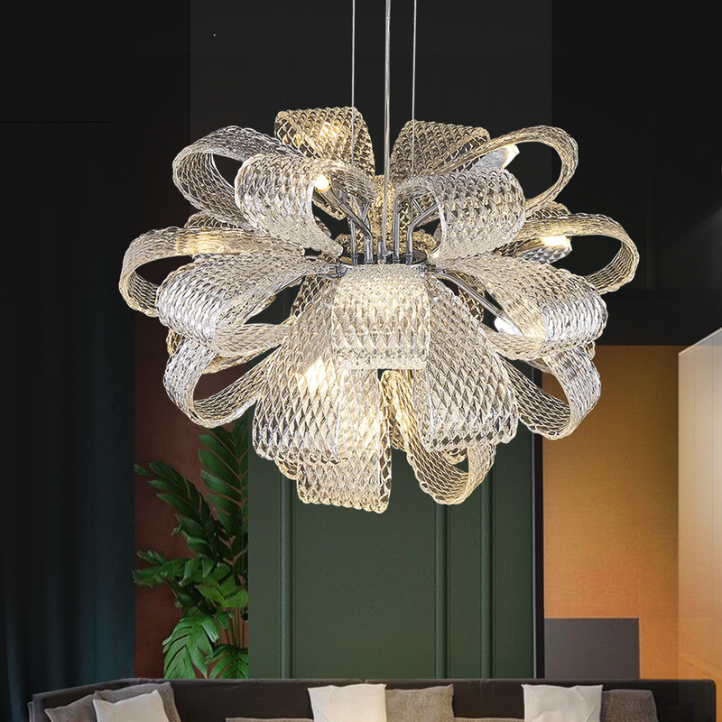 Luxury Glass Chandelier For Living Room Led Modern Home Decor Flower Chandeleir(WH-CY-216)