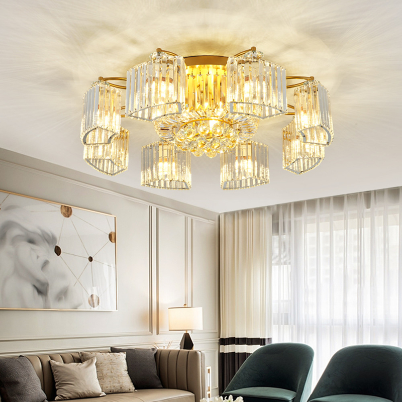 Crystal Ceiling Lights For Living Room Circle Gold Black led flush mount ceiling light(WH-CA-79)