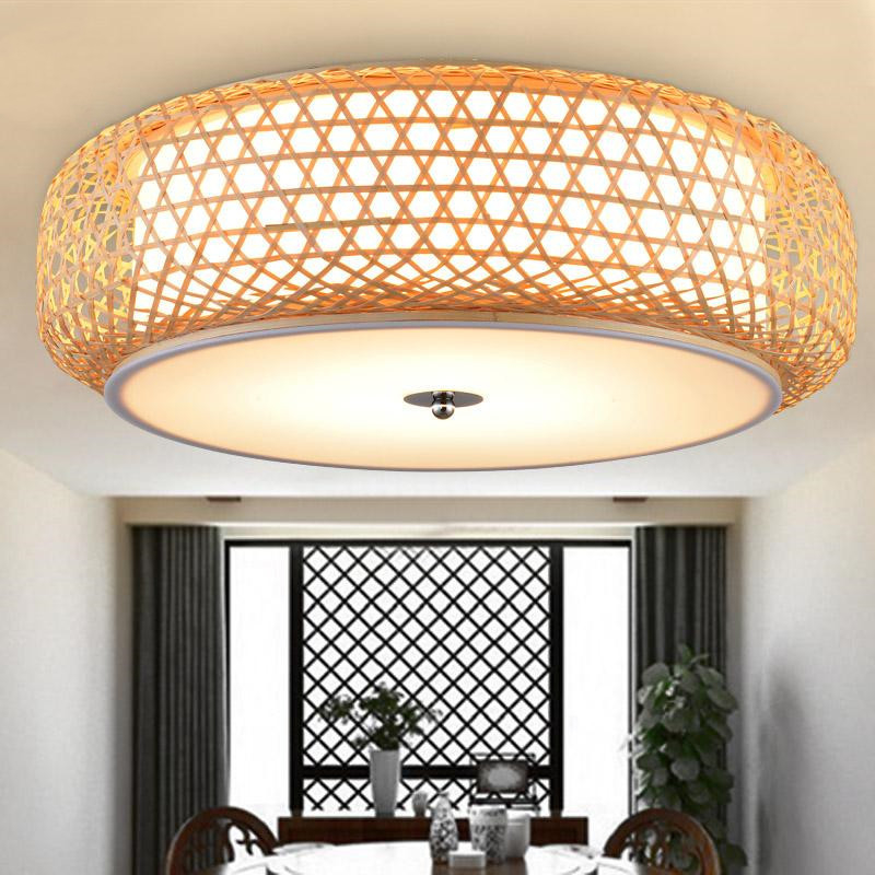 Bamboo Wicker Rattan Lantern Shade flush mount ceiling light(WH-WA-40)